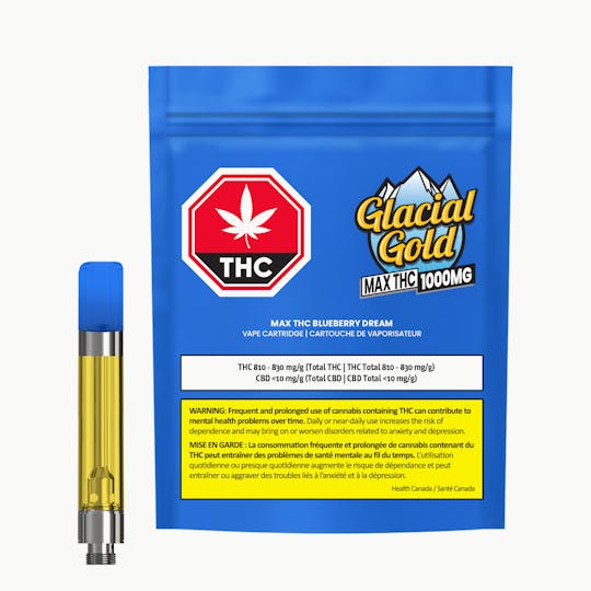 Glacial Gold - MAX THC Blueberry Dream Hybrid Vape | 1.2G - 1
