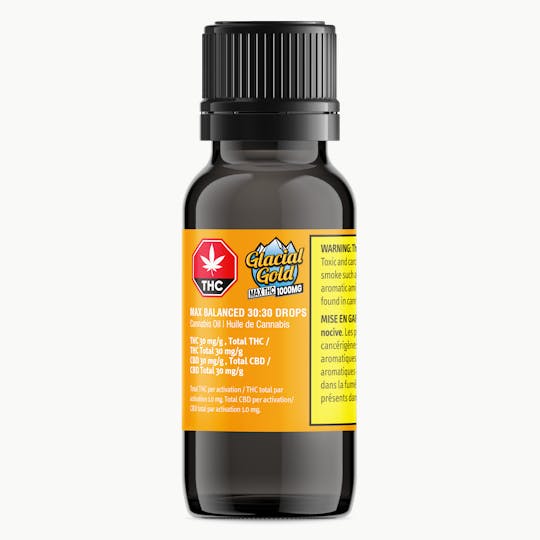 Glacial Gold - MAX Balanced 30:30 Drops | 35ml (1000mg THC & 1000mg CBD) - 1