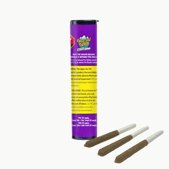 Glacial Gold - MAX THC Grape Escape Double D Infused Pre-Rolls (3x0.7g) - 1