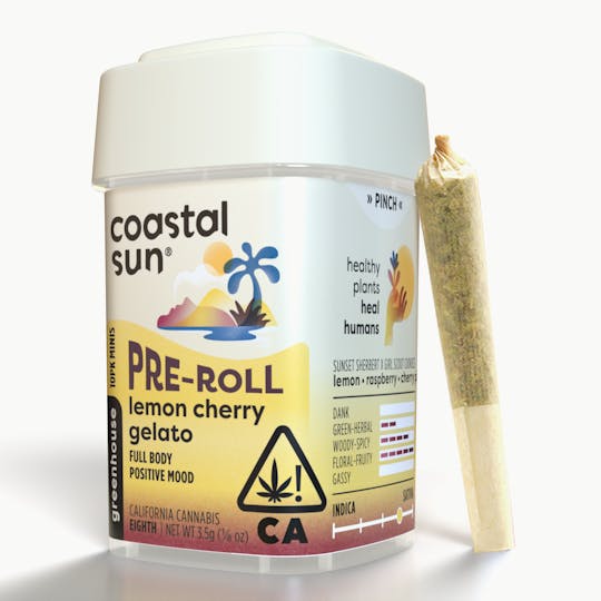Coastal Sun - Lemon Cherry Gelato Greenhouse 0.35g Pre-Roll 10pk 3.5g - 1
