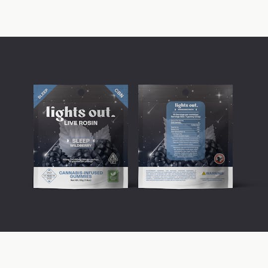 Lights Out - Wildberry (Sleep) 10MG THC: 5MG CBN 10:5 - Live Rosin Gummies - 1