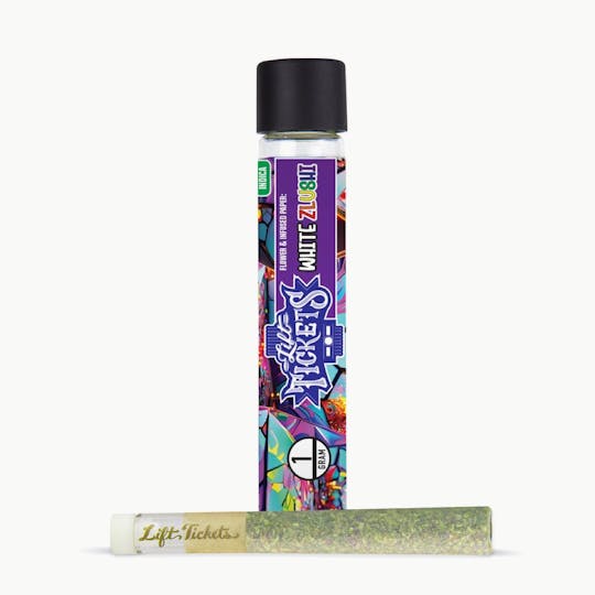 Lift Tickets - Infused Glass Tip Pre-Roll: White Zlushi 1g Joint - 1