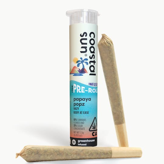 Coastal Sun - Papaya Popz Infused Greenhouse 0.75g Pre-Roll 2pk 1.5g - 1