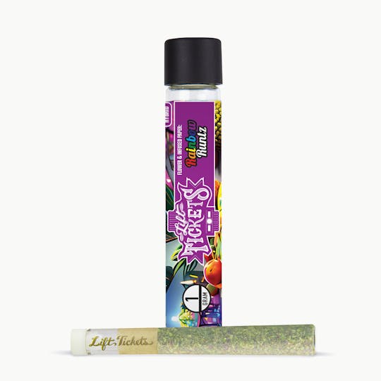 Lift Tickets - Infused Glass Tip Pre-Roll: Rainbow Runtz 1g Joint - 1
