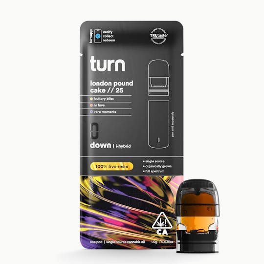 turn - 1.0g pod | london pound cake // 25 | 100% live resin | down | - 1