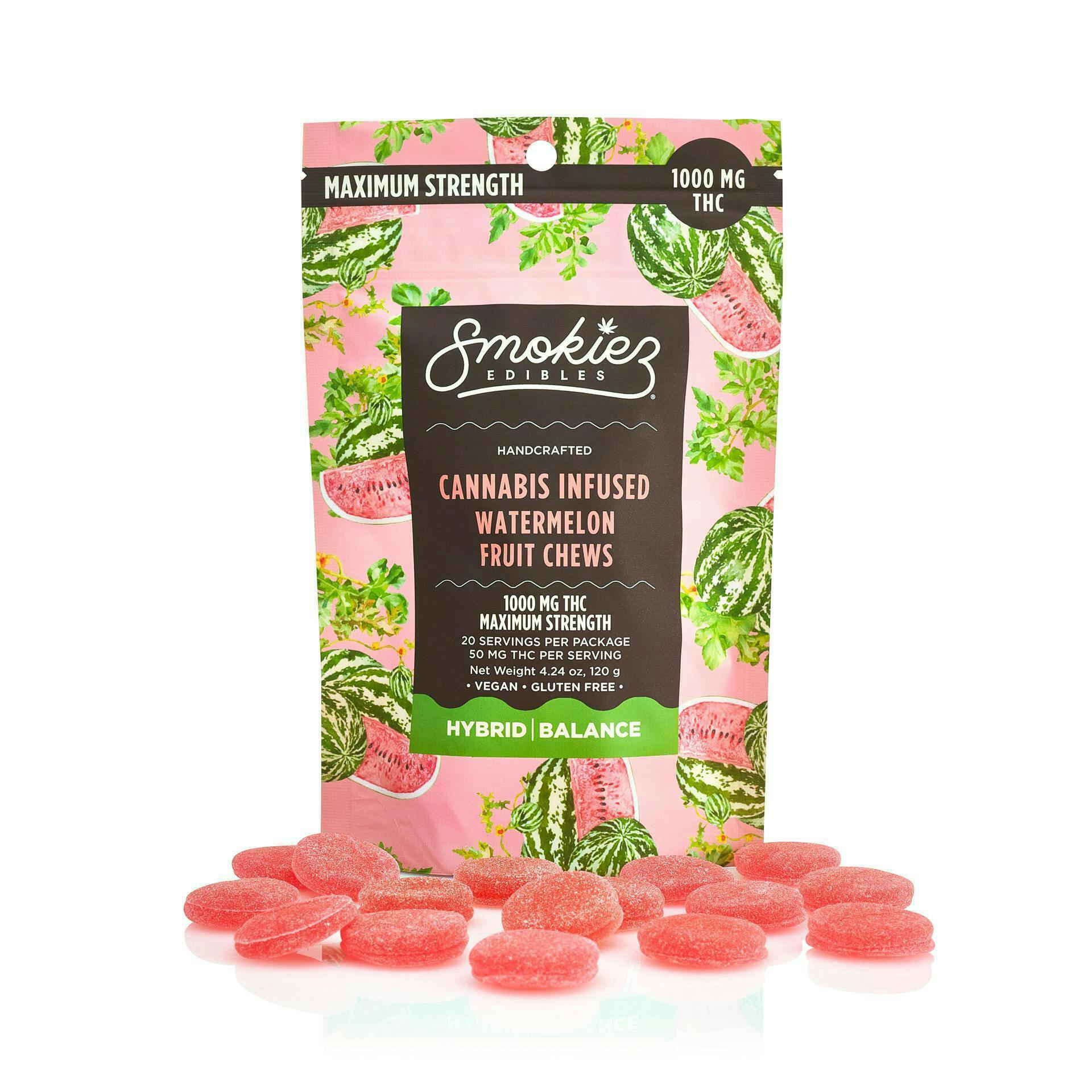 Smokiez Edibles - Watermelon Fruit Chews | 1000mg | 20ct | 50mg/ea - 1