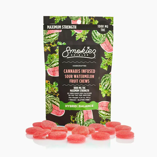 Smokiez Edibles - Sour Watermelon Fruit Chews | 1000mg | 20ct | 50mg/ea - 1