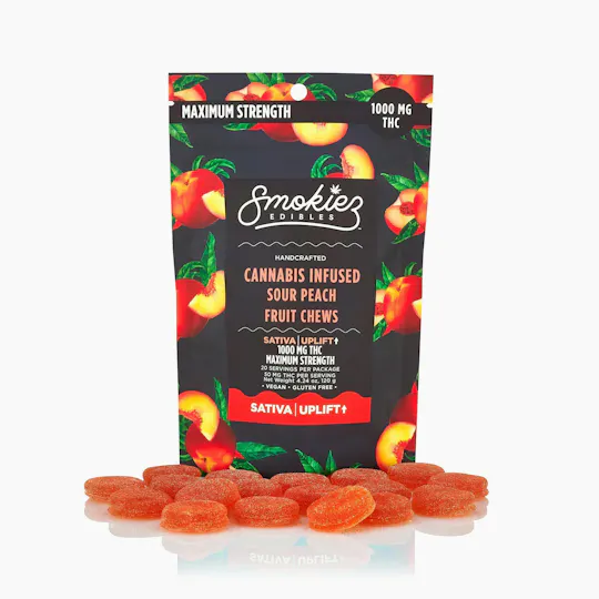 Smokiez Edibles - Sour Peach Fruit Chews | 1000mg | 20ct | 50mg/ea - 1