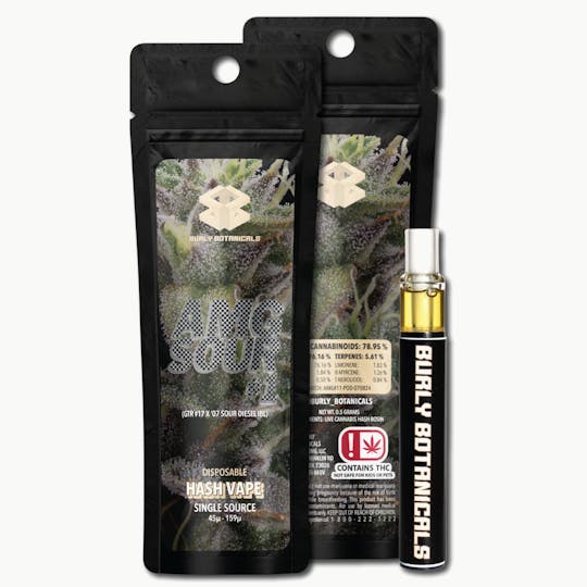 Burly Botanicals - Burly Botanicals | AMG Sour #1 | .5g Disposable Hash Vape - 1