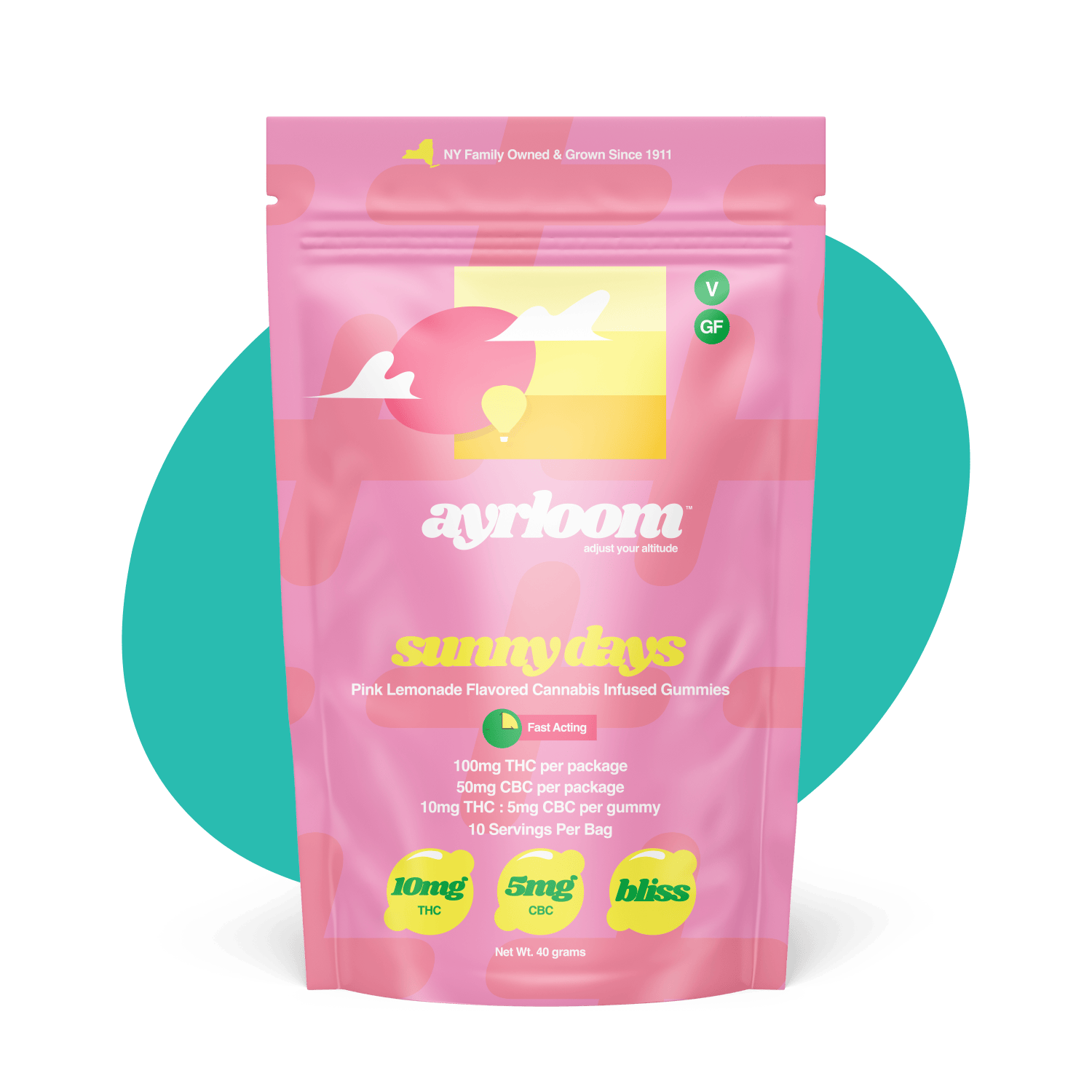 ayrloom - ayrloom | Pink Lemonade "Sunny Days" | 2:1 | 10MG THC : 5MG CBC | 10 Pack - 1