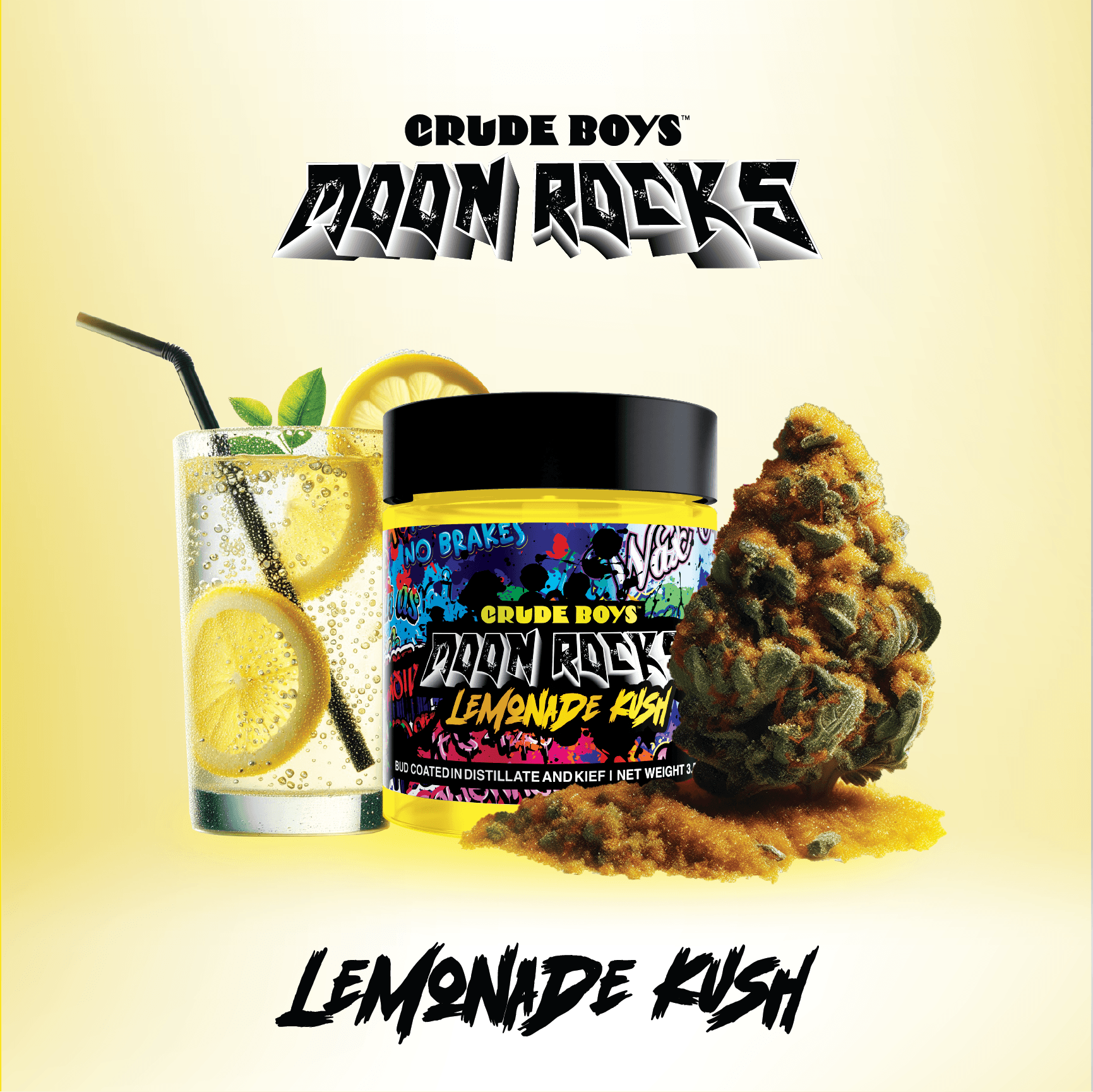 Crude Boys Concentrates - Crude Boys Concentrates | Lemonade Kush Moon Rocks | Infused Flower | 3.5g - 1