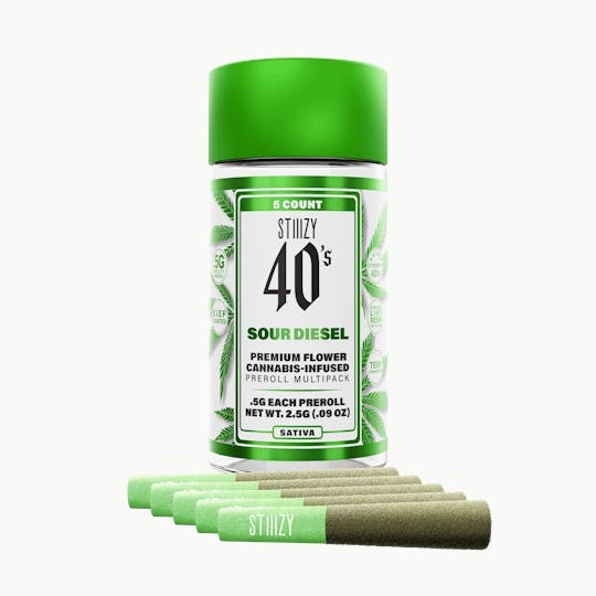 STIIIZY - - SOUR DIESEL - .5G 40's Infused Preroll 5 Pack - 1