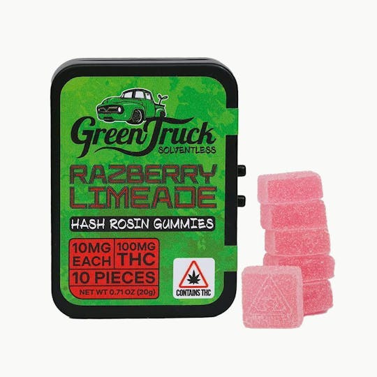 Green Truck - Hash Rosin Gummies - Raspberry Limeade - (100mg THC/10mg SRV) (AU) - 1