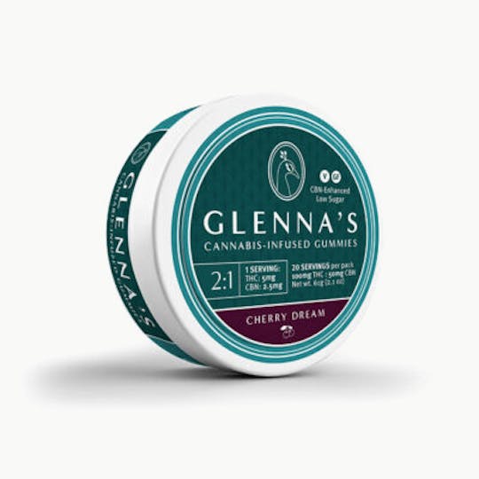 Glenna's - Glenna's Cherry Dream 5MG THC, 2.5MG CBN, 20c tin, 100MG Total THC per Tin - 1