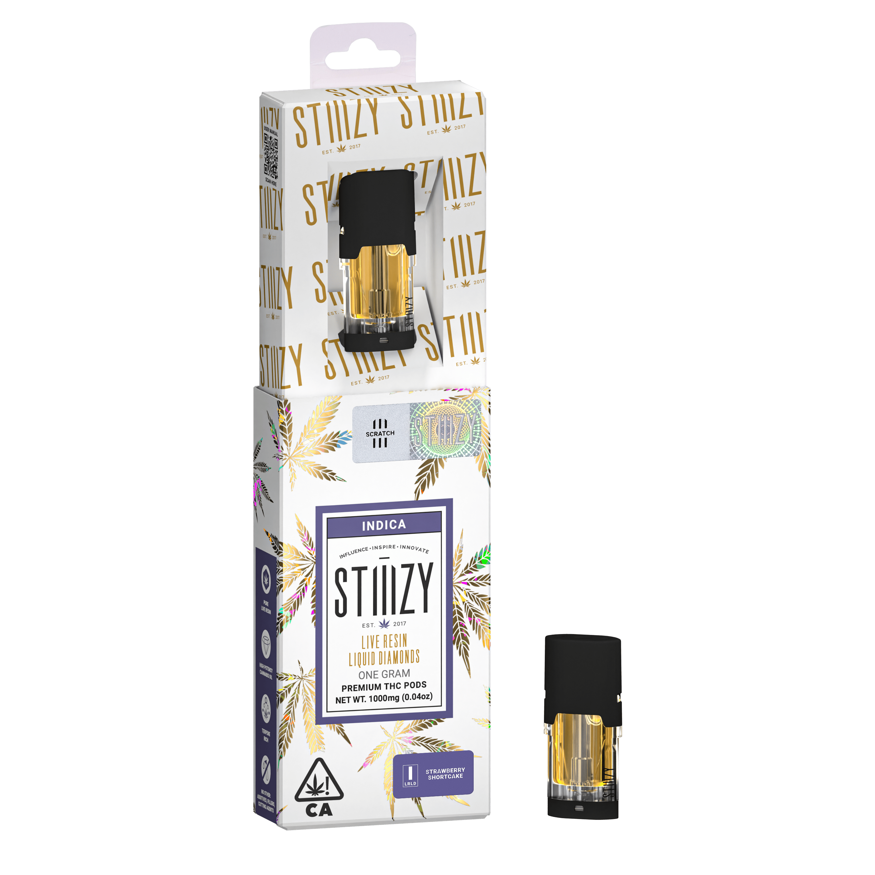 STIIIZY - Vape Cartridge - STRAWBERRY SHORTCAKE 1G Live Resin Liquid Diamonds Pod - 1