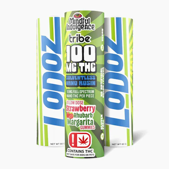 Mindful Indulgence - Mindful Indulgence | 100mg LoDoz Gummy *Tribe* | Strawberry Rhubarb Marg. - 1