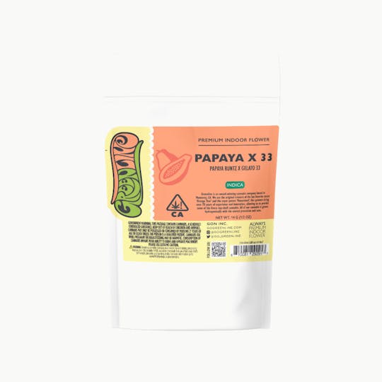 Greenline - Papaya X 33 - 1/2 oz - Indoor - Indica - 14g - 1