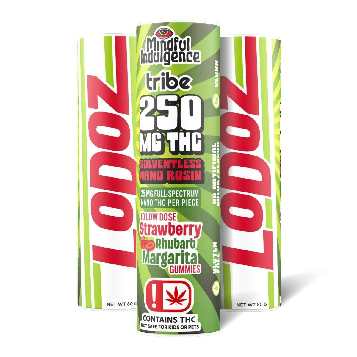 Mindful Indulgence - Mindful Indulgence | 250mg LoDoz Gummy *Tribe* | Strawberry Rhubarb Marg. - 1