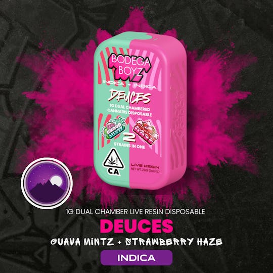 Bodega Boyz - 1 gram Deuces Guava Mintz x Strawberry Haze Live Resin Vape | CA - 1