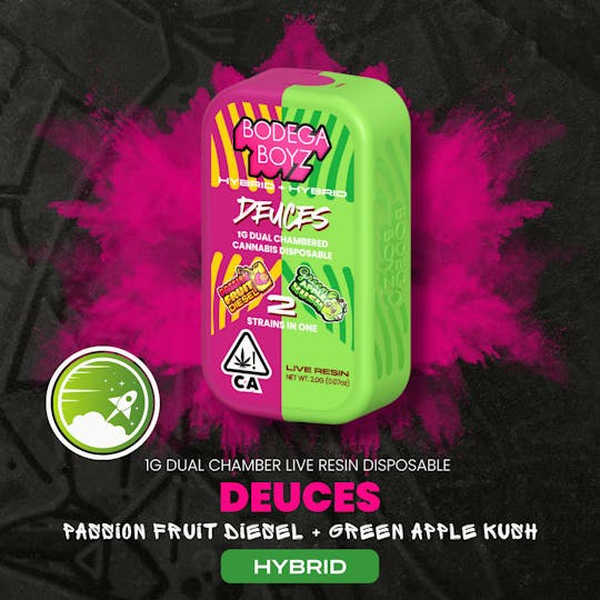 Bodega Boyz - 1 gram Deuces Passion Fruit Diesel x Green Apple Kush Live Resin Vape | CA - 1