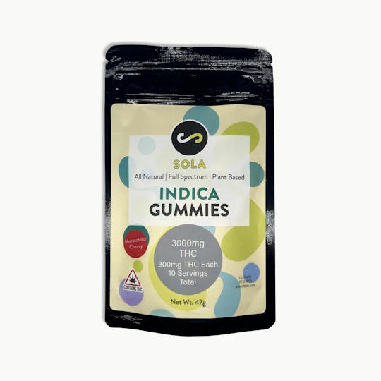 Indico - 3000mg Indica Gummies - Maraschino Cherry Flavor (Sola Edibles) - 1