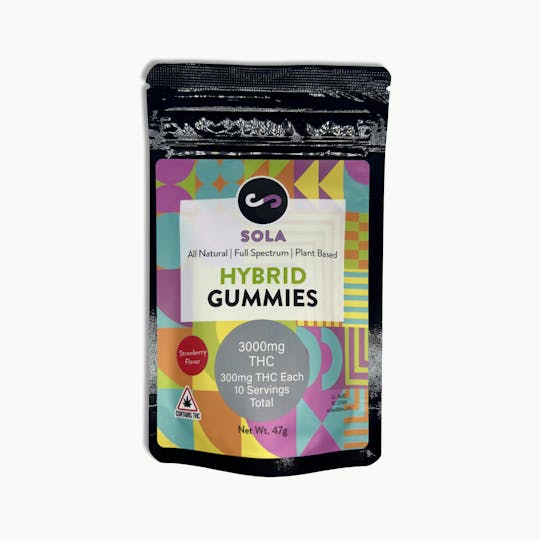Indico - 3000mg Hybrid Gummies - Strawberry Flavor (Sola Edibles) - 1