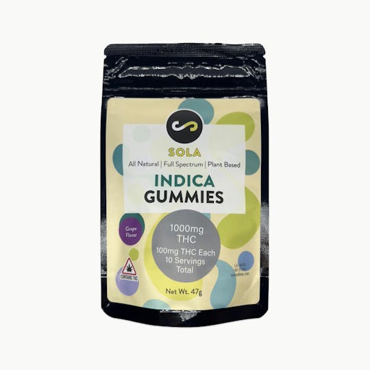Indico - 1000mg Indica Gummies - Grape Flavor (Sola Edibles) - 1