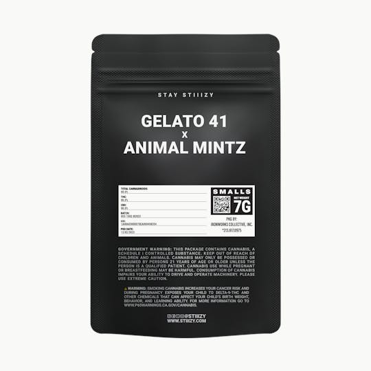 STIIIZY - - GELATO 41 X ANIMAL MINTZ - 7G Black Label Mylar - 1