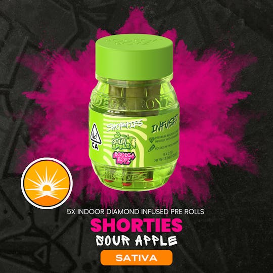 Bodega Boyz - Shorties Sour Apple | 5 infused prerolls per Barrel (SATIVA) | CA - 1