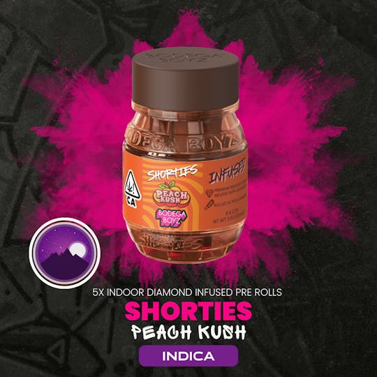 Bodega Boyz - Shorties Peach Kush | 5 infused prerolls per Barrel (INDICA) | CA - 1