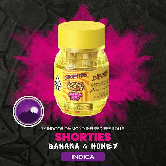 Bodega Boyz - Shorties Bananas & Honey | 5 infused prerolls per Barrel (INDICA) | CA - 1