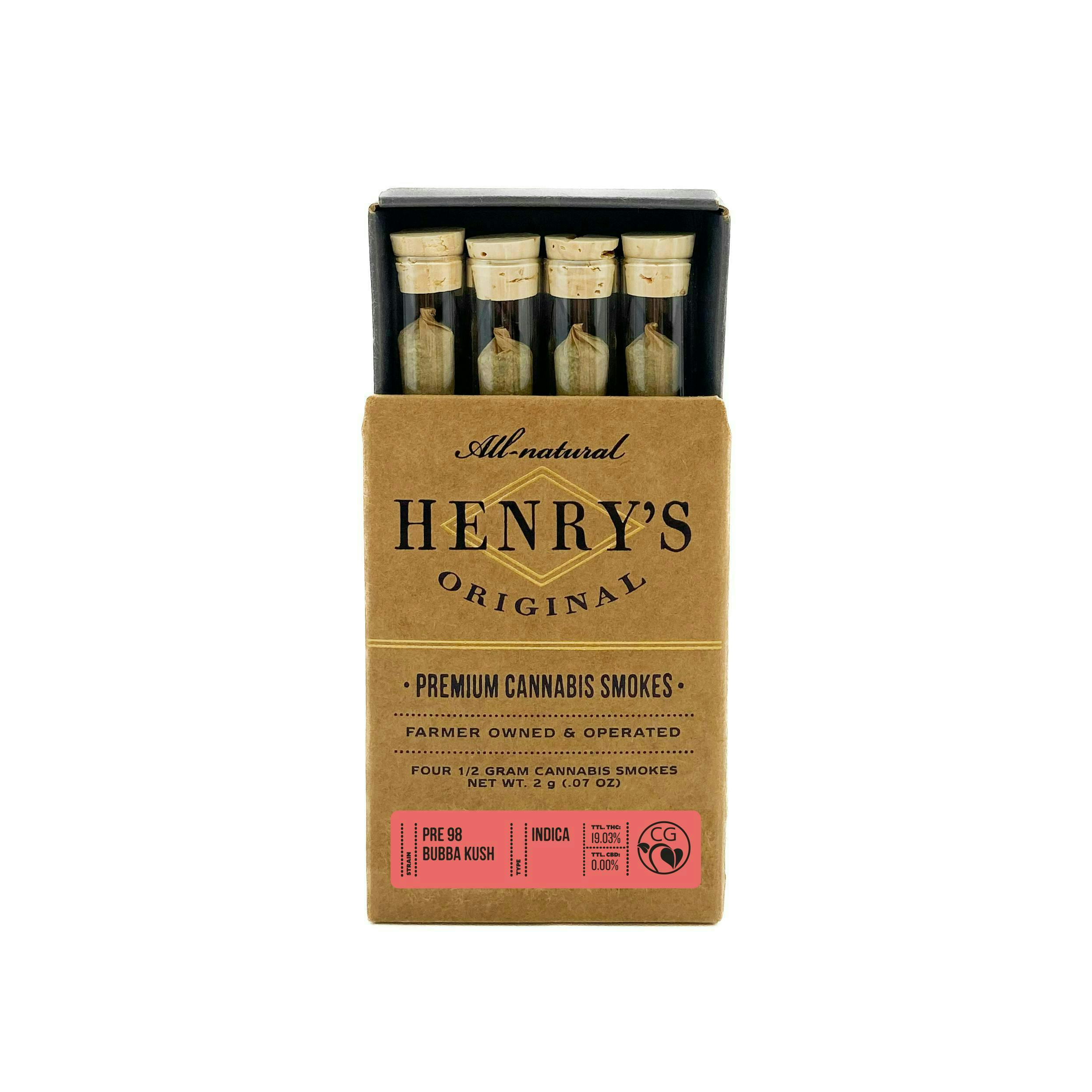 Henry's Original - Henry's Original | Pre-98 Bubba Kush | Joints | 0.5g each | 4pk - 1