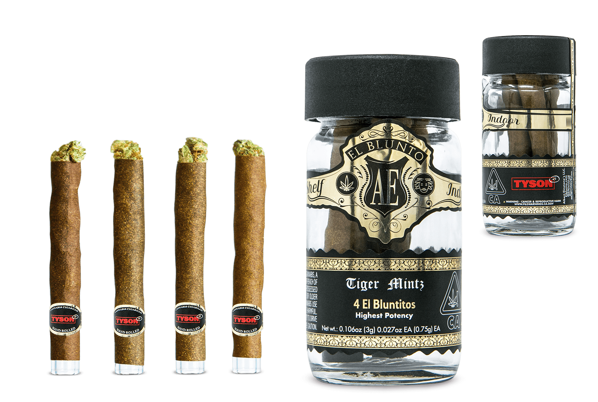 El Blunto by Albert Einstone's - El Bluntito x Tyson 2.0 4pk- Tiger Mintz - 3G [Mini Blunt Pack] - 1