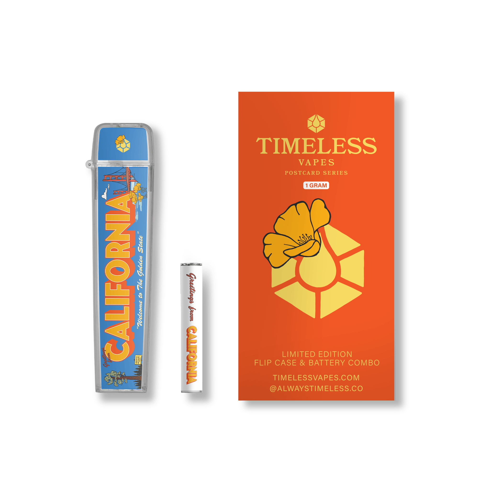 Timeless Vapes - Greetings From California Flip Case & Battery Combo | Battery | 1g - 1