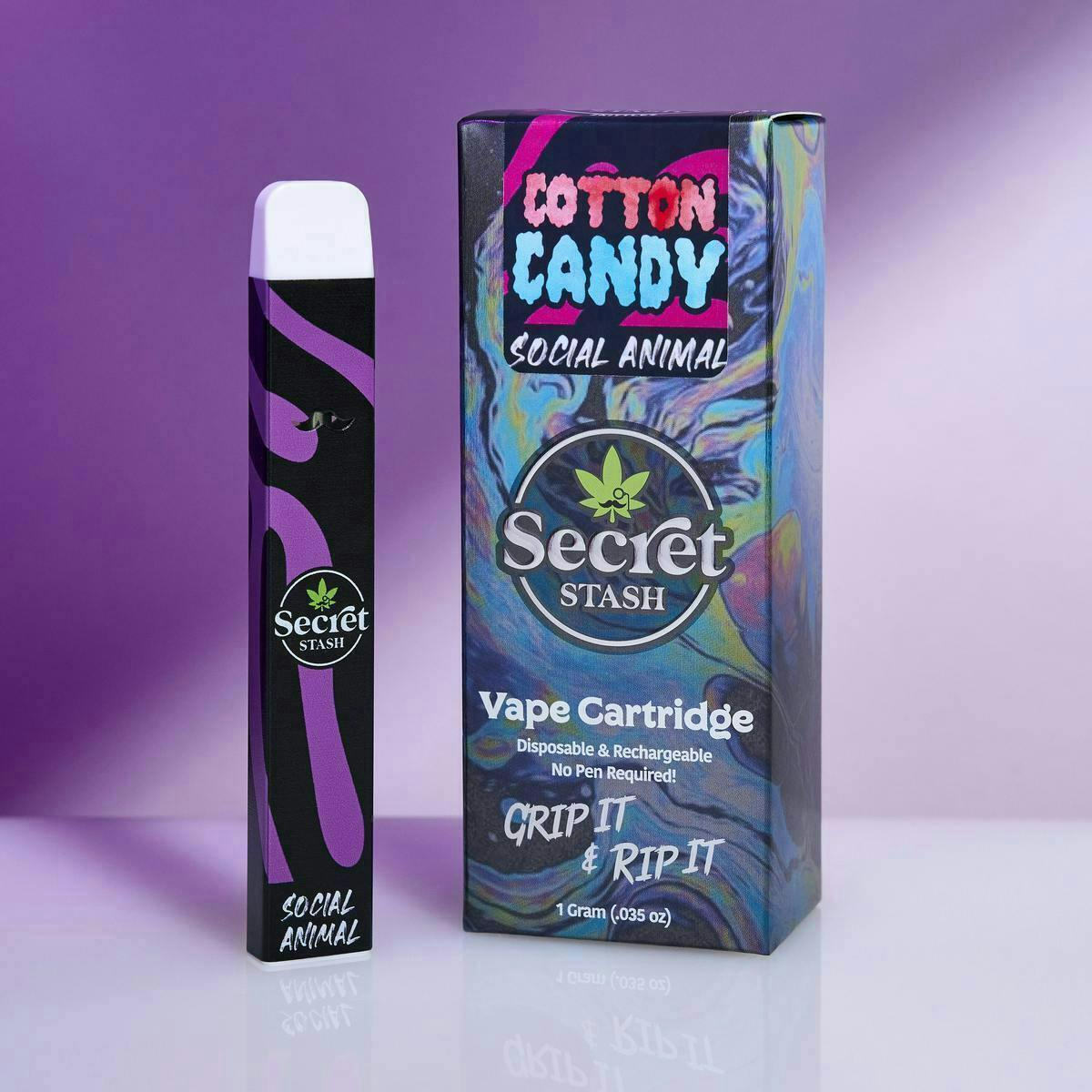 Secret Stash - Secret Stash | Disposable Cart | Social Animal | Cotton Candy | 1g - 1
