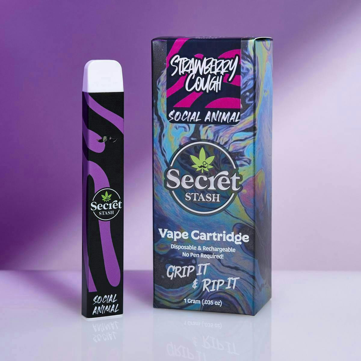 Secret Stash - Secret Stash | Disposable Cart | Social Animal | Strawberry Cough | 1g - 1