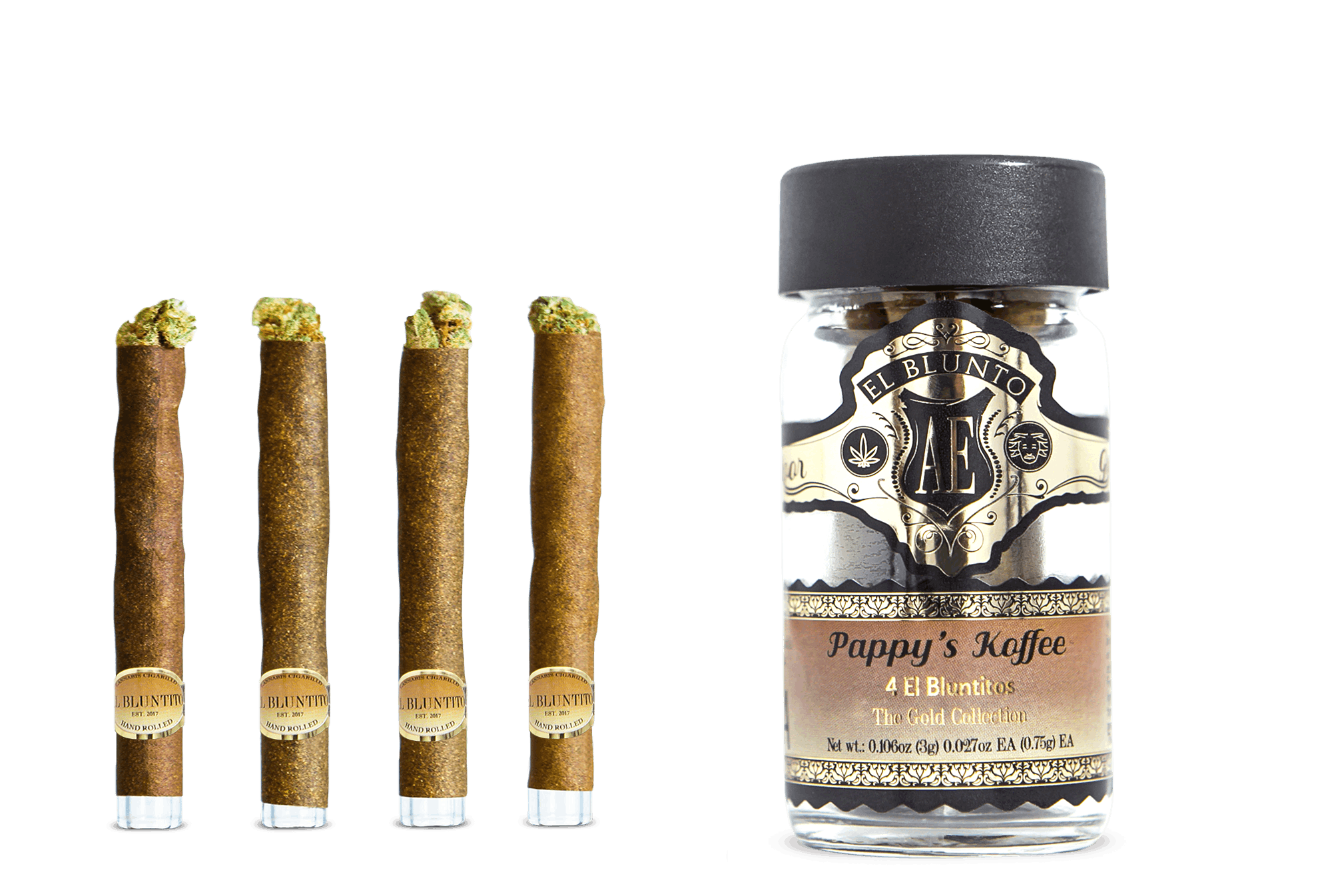 El Blunto by Albert Einstone's - El Bluntito - 4-Pack - Pappy's Koffee - 4 x .75G [Mini Blunt] - 1