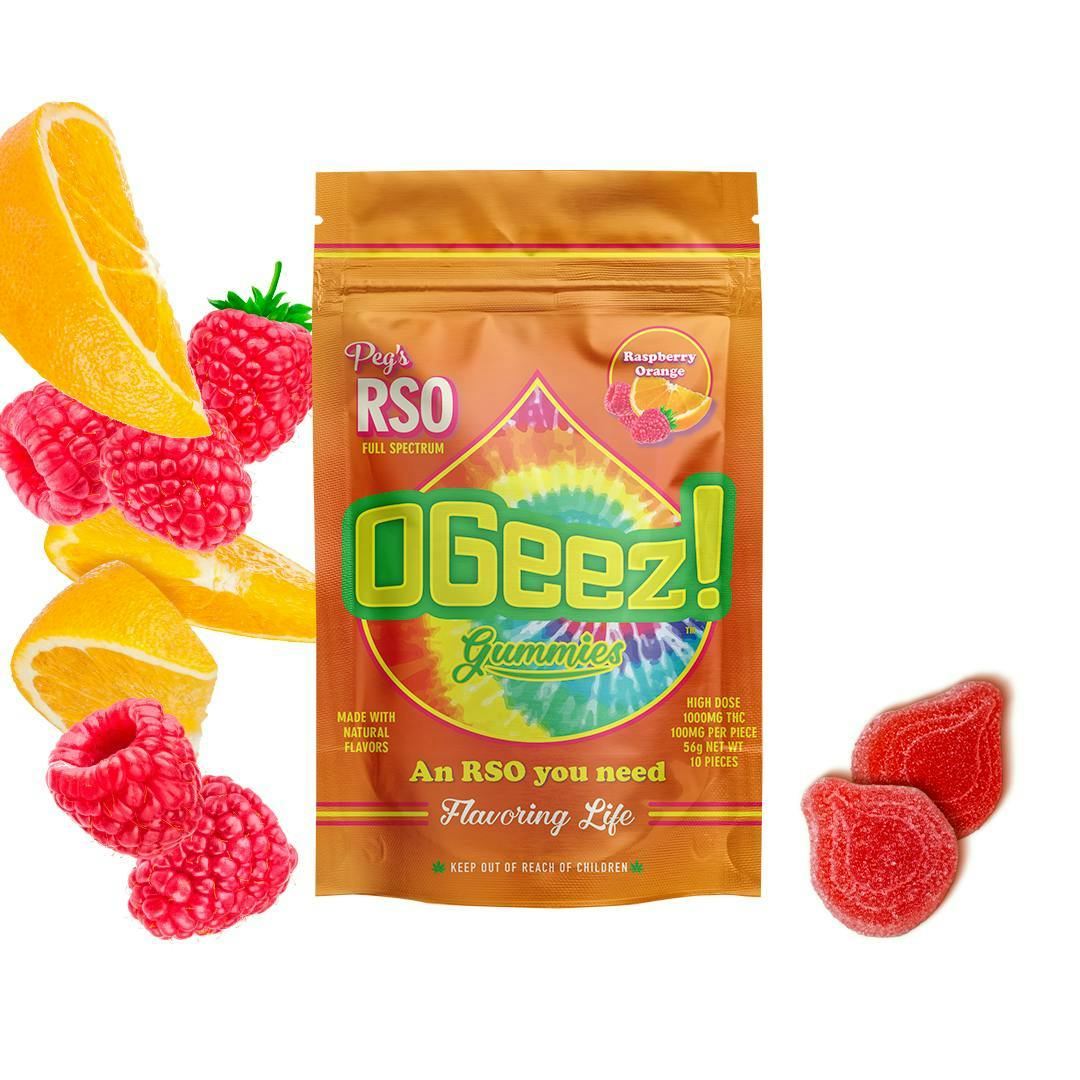 Ogeez! - OGeez! | Peg's | Rasberry Orange RSO Gummies | 1000mg | 10ct | 100mg/ea - 1