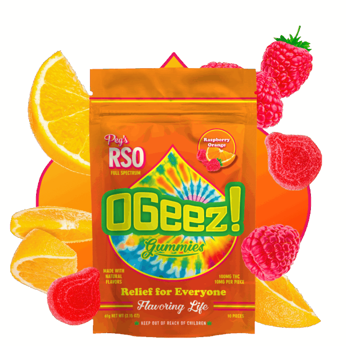 Ogeez! - OGeez! | Peg's | Raspberry Orange RSO Gummies | 100mg | 10ct | 10mg/ea - 1
