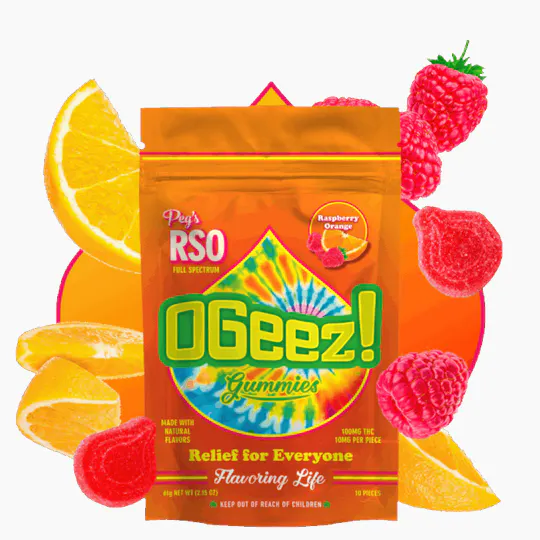 Ogeez! - OGeez! | Peg's | Raspberry Orange RSO Gummies | 100mg | 10ct | 10mg/ea - 1