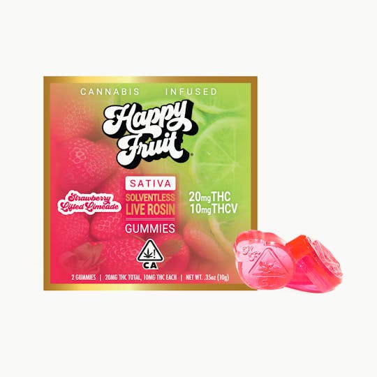 Happy Fruit - Strawberry Lifted Limeade Rosin Gummies (2-pack) - 20 MG THC + 10 MG THC-V - 1