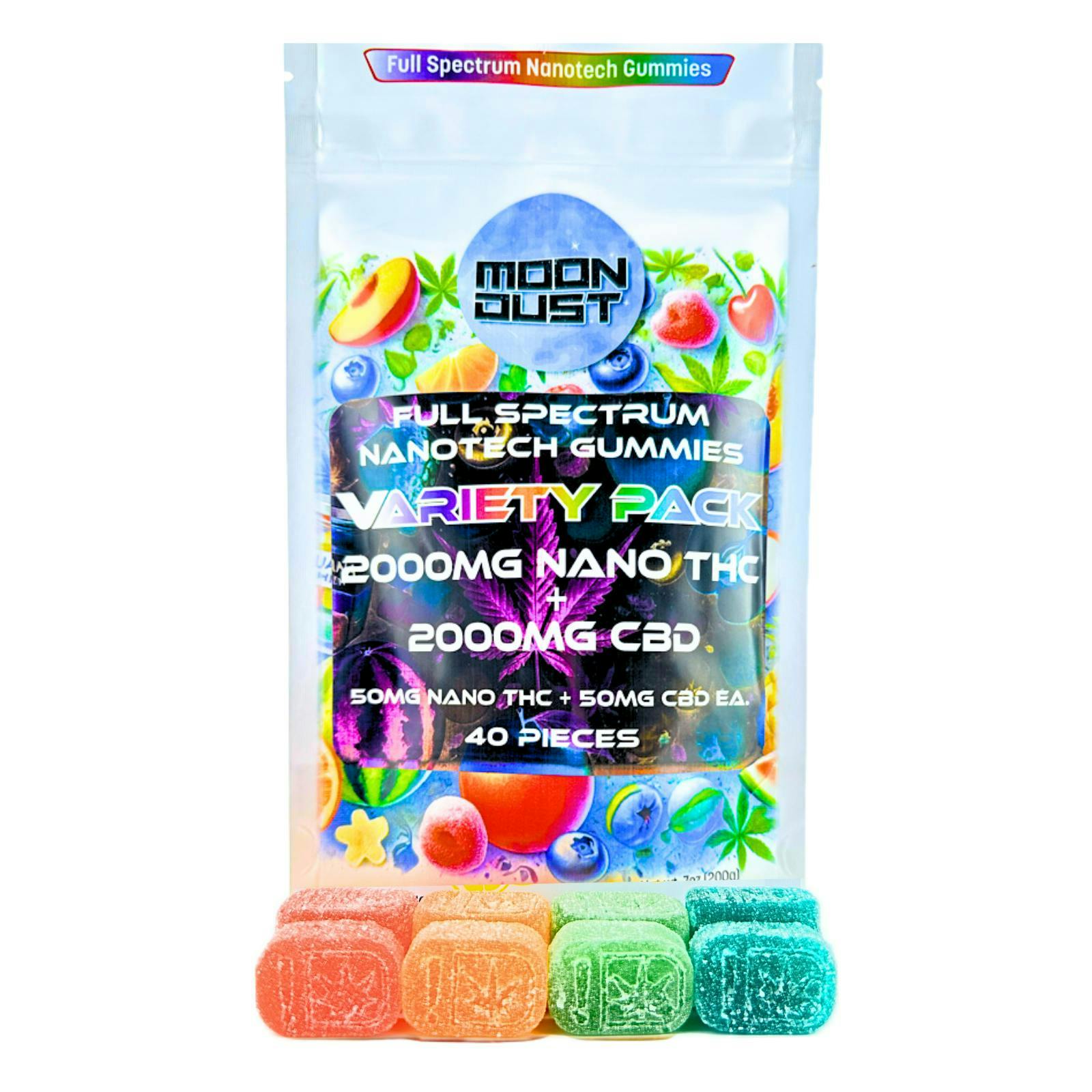 MOON DUST - Moon Dust | Variety 1:1 Nano Gummies | 2000mg | 40ct | 50mg/ea - 1