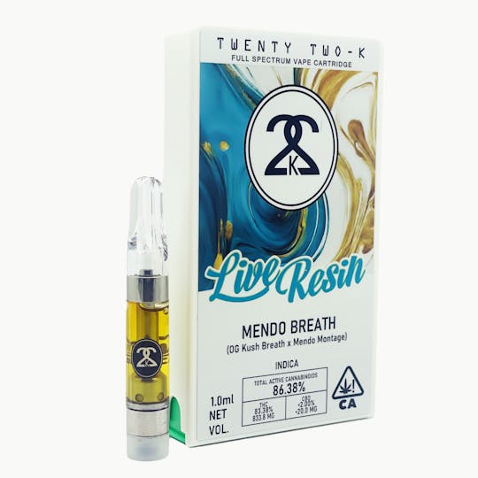 Twenty Two K / 22k - 22K - Live Resin - Mendo Breath - 1.0ml Cartridge - 1