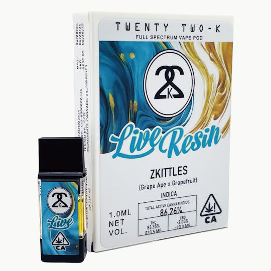 Twenty Two K / 22k - 22K - Live Resin - Zkittles - 1.0ml POD - 1