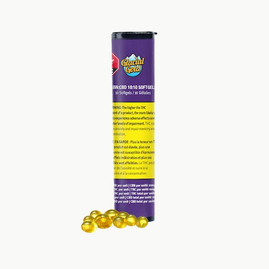 Glacial Gold - CBN:CBD 10:10 Softgels | 10 Pack (100mg CBN & 100mg CBD) - 1