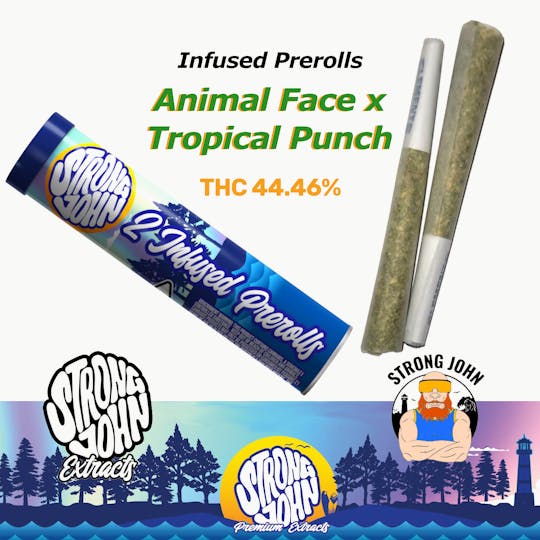 Strong John Extracts - Infused Prerolls 2pk | Animal Face x Tropical Punch | 1.5g - 1
