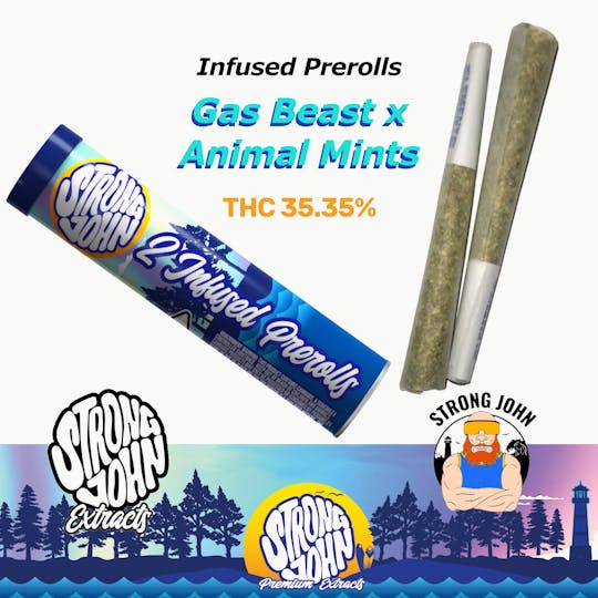 Strong John Extracts - Infused Prerolls 2pk | Gas Beast x Animal Mints | 1.5g - 1