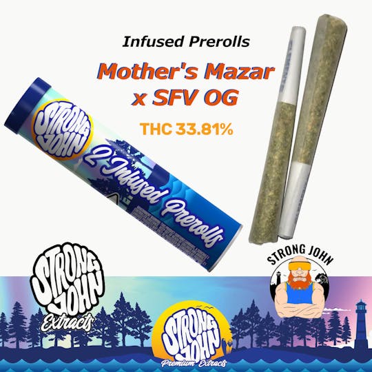Strong John Extracts - Infused Prerolls 2pk | Mother's Mazar x SFV OG | 1.5g - 1