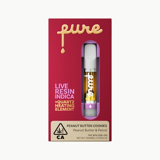 Pure Vape - Pure Live Resin 1g Cartridge - Peanut Butter Cookies - Indica - 1