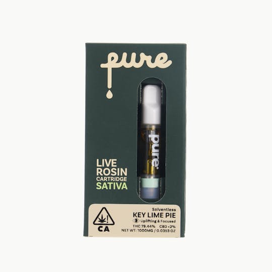 Pure Vape - Pure Solventless Live Rosin 1g Cartridge - Key Lime Pie - Sativa - 1